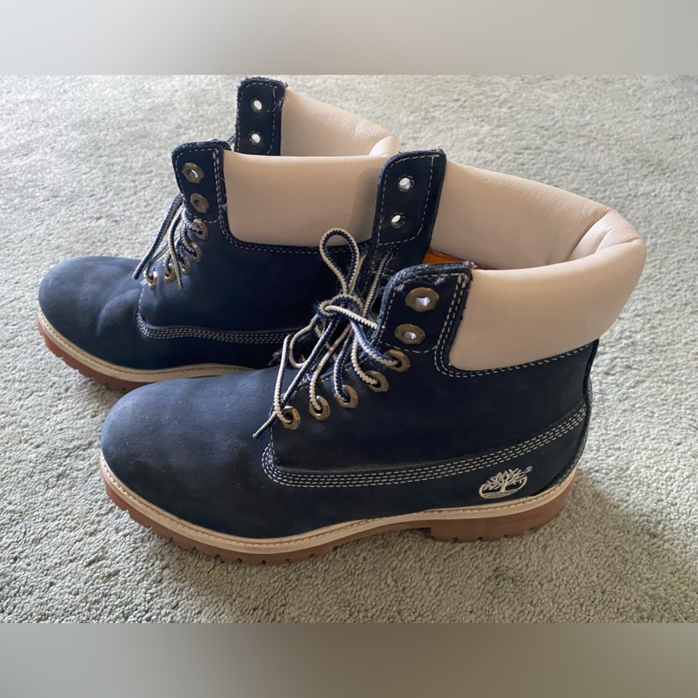 Timberland Dark Blue and Beige Boots